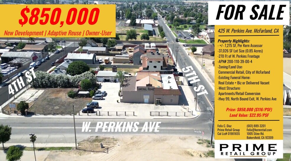 Primary Photo Of 425 W Perkins Ave, McFarland Fast Food For Sale