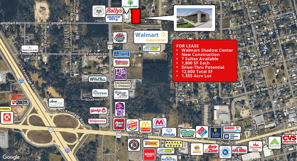 More Photos Of TBD NE US 51 hwy, Ponchatoula Storefront For Lease