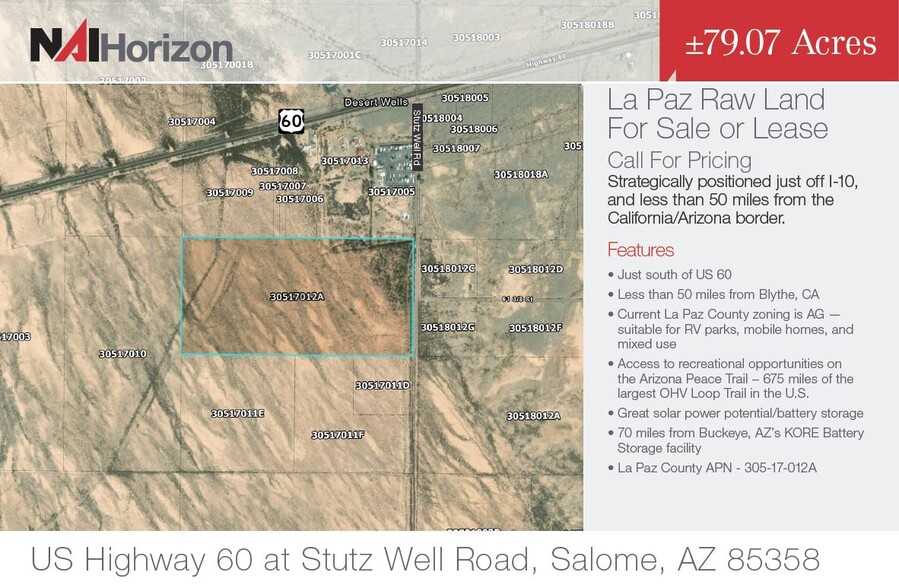 Primary Photo Of US HWY 60 & McVay Rd, Salome Land For Sale