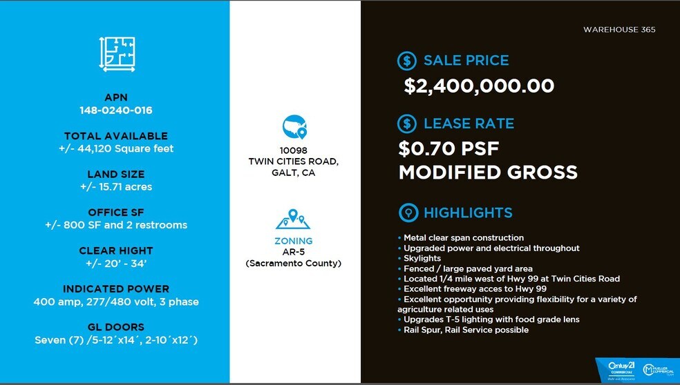 10098 Twin Cities Rd, Galt, CA 95632 Industrial For Lease
