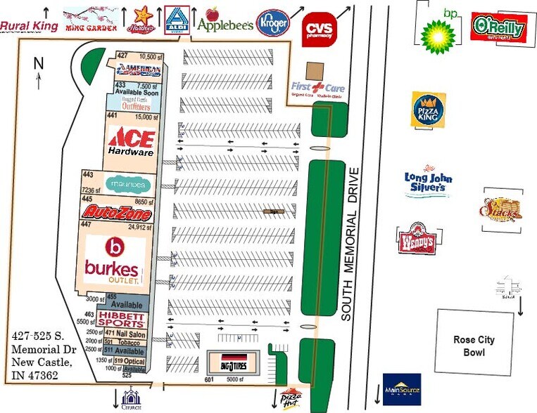 More Photos Of 427-525 S Memorial Dr, New Castle Unknown For Lease