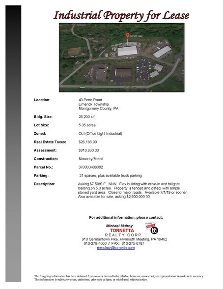 More Photos Of 40 Penn Rd, Pottstown Manufacturing For Lease