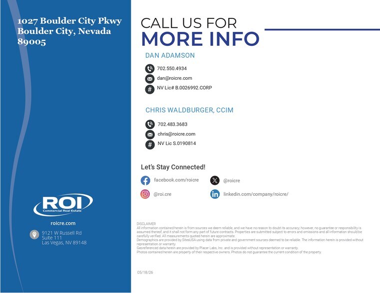 More Photos Of 1027 Boulder City Pkwy, Boulder City Land For Sale