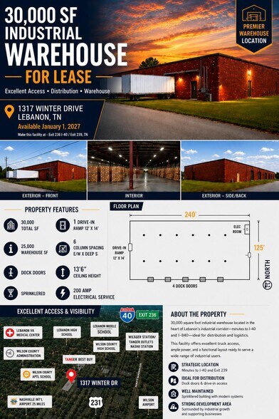 More Photos Of 1317 Winter Dr, Lebanon Distribution For Lease