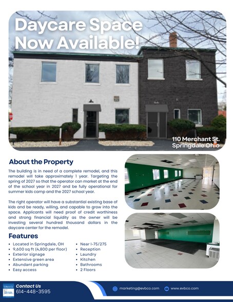 More Photos Of 110 Merchant St, Springdale Daycare Center For Lease