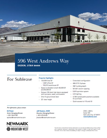Primary Photo Of 596 596 West Andrews Way Way, Ogden Industrial For Lease