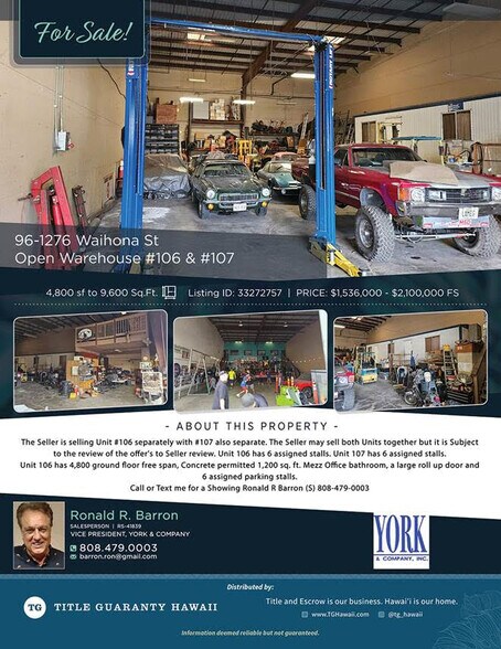 More Photos Of 96-1276-1276 Waihona St, Pearl City Warehouse For Lease