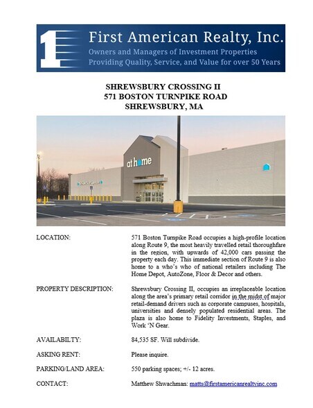 More Photos Of 571 Boston Tpke, Shrewsbury Storefront For Lease