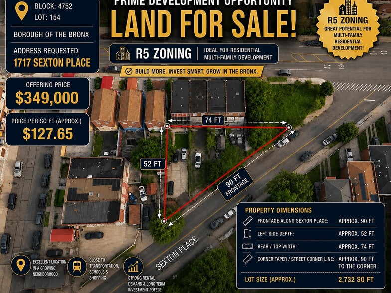 More Photos Of 1717 Sexton Place, Bronx Land For Sale