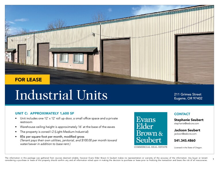 More Photos Of 211 Grimes St, Eugene Warehouse For Lease