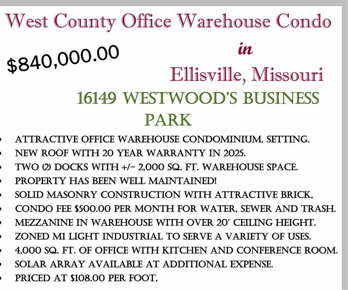 More Photos Of 16149-16161 Westwoods Business Park, Ellisville Research And Development For Sale
