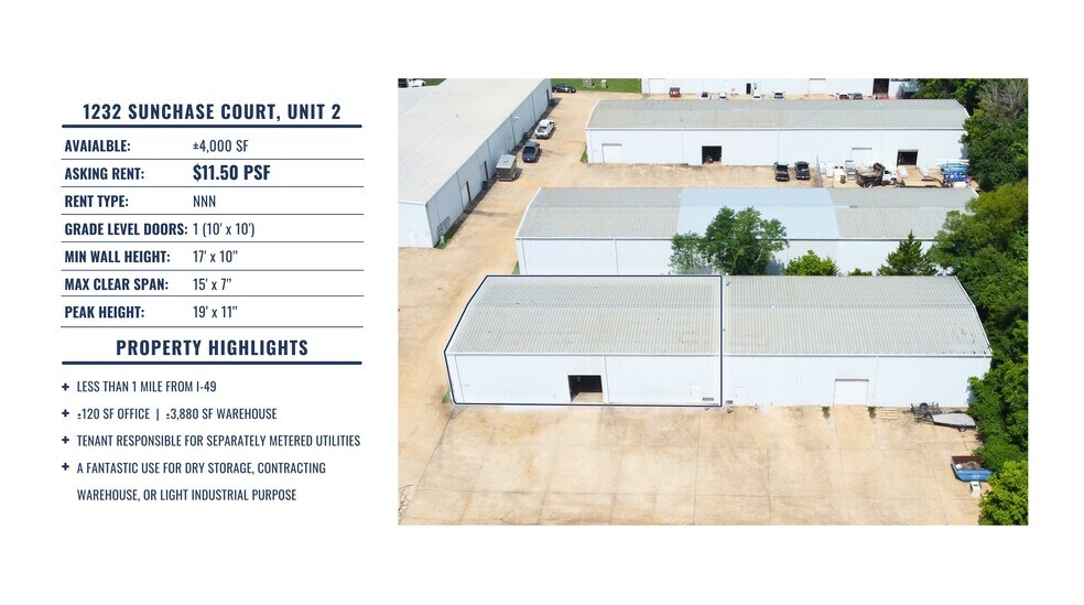 More Photos Of 1232 W Sunchase Ct, Fayetteville Warehouse For Lease
