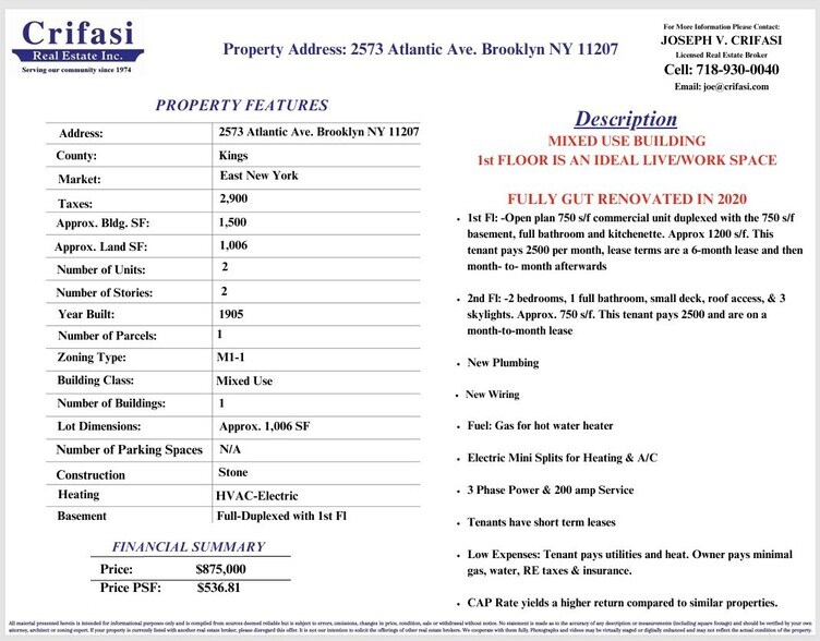 More Photos Of 2573 Atlantic Ave, Brooklyn Storefront Retail Residential For Sale