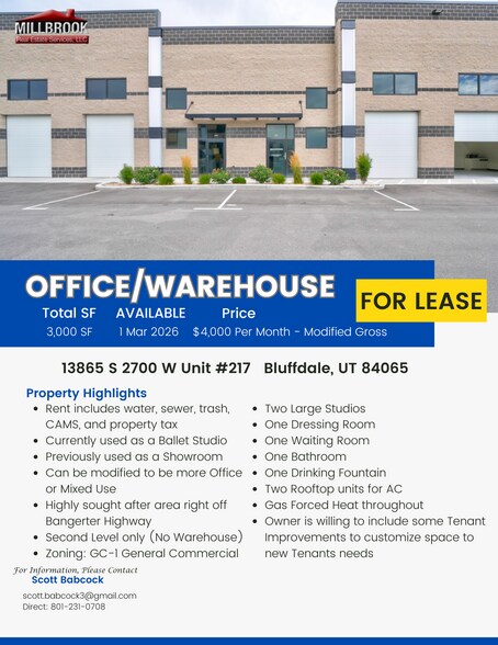 More Photos Of 13865 S 2700 W, Bluffdale Flex For Lease