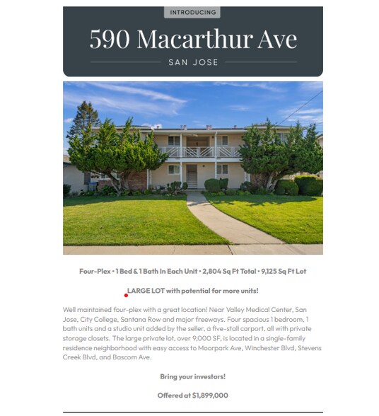 More Photos Of 590 Macarthur Ave, San Jose Apartments For Sale