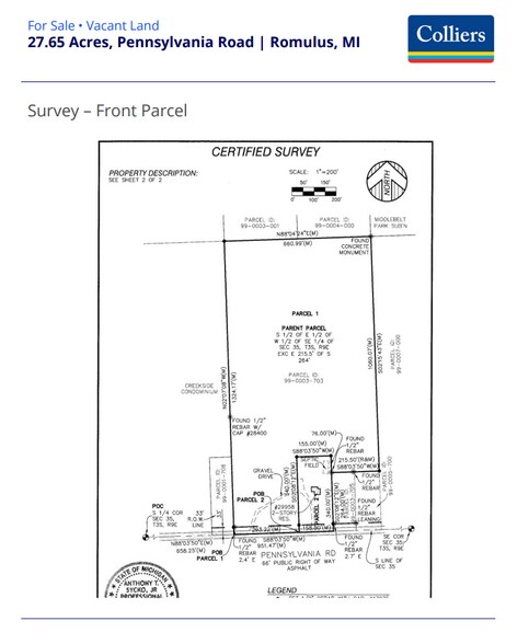 More Photos Of 27.65 Acres, Pennsylvania Road, Romulus Land For Sale