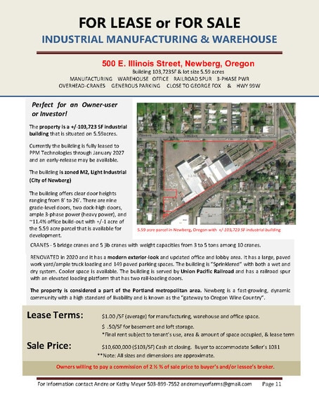 More Photos Of 500 E Illinois St, Newberg Manufacturing For Lease