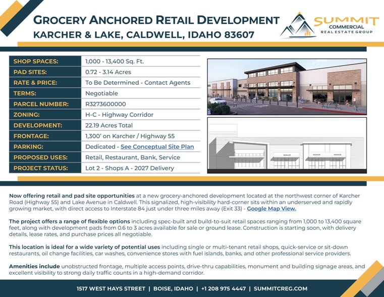 More Photos Of Karcher Rd & Lake Ave, Caldwell General Retail For Lease