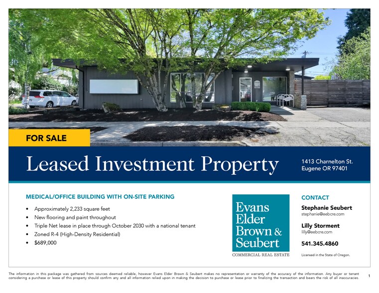 More Photos Of 1413 Charnelton St, Eugene Office For Sale