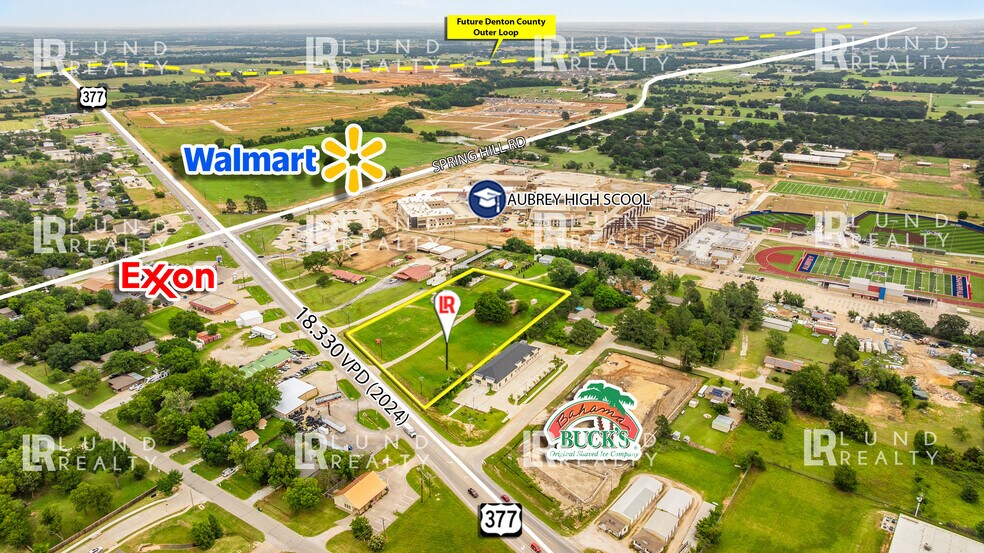 Primary Photo Of US 377 -3 AC | ON SEWER | COMMERCIAL | 3 LOTS, Aubrey Land For Sale