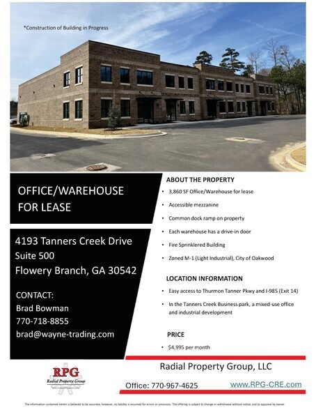 More Photos Of 4193 Tanners Creek Dr, Flowery Branch Industrial For Lease