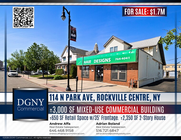 Primary Photo Of 114 N Park Ave, Rockville Centre Storefront Retail Residential For Sale