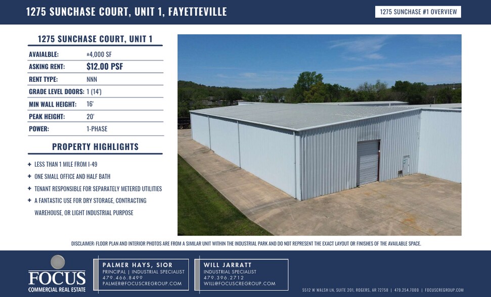 More Photos Of 1275 W Sunchase Ct, Fayetteville Warehouse For Lease