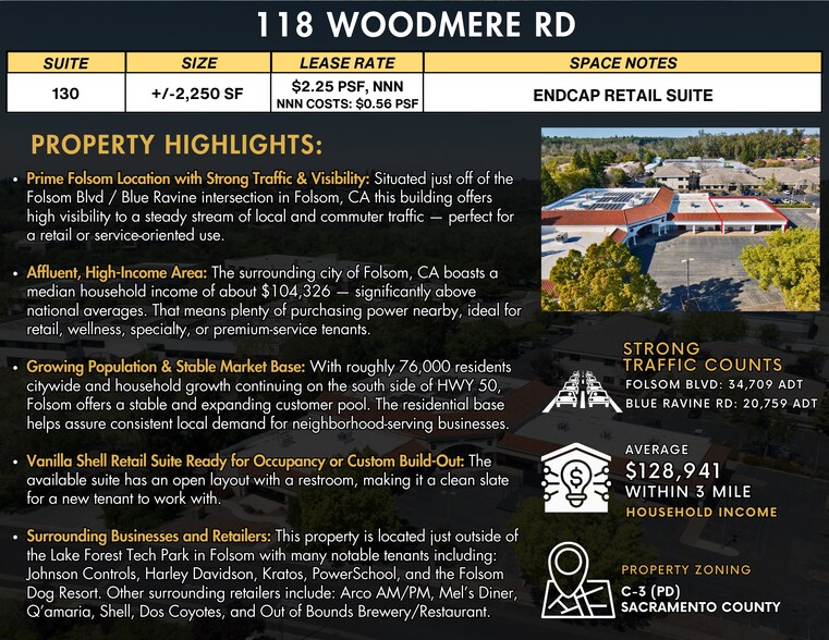 More Photos Of 118 Woodmere Rd, Folsom Freestanding For Lease