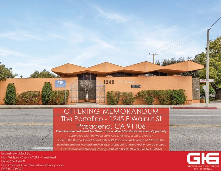 Primary Photo Of 1245 E Walnut St, Pasadena Medical For Sale