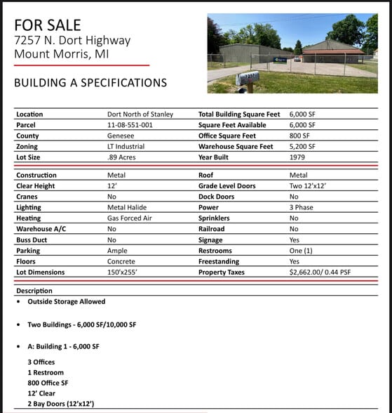 More Photos Of 7257 N Dort Hwy, Mount Morris Warehouse For Lease