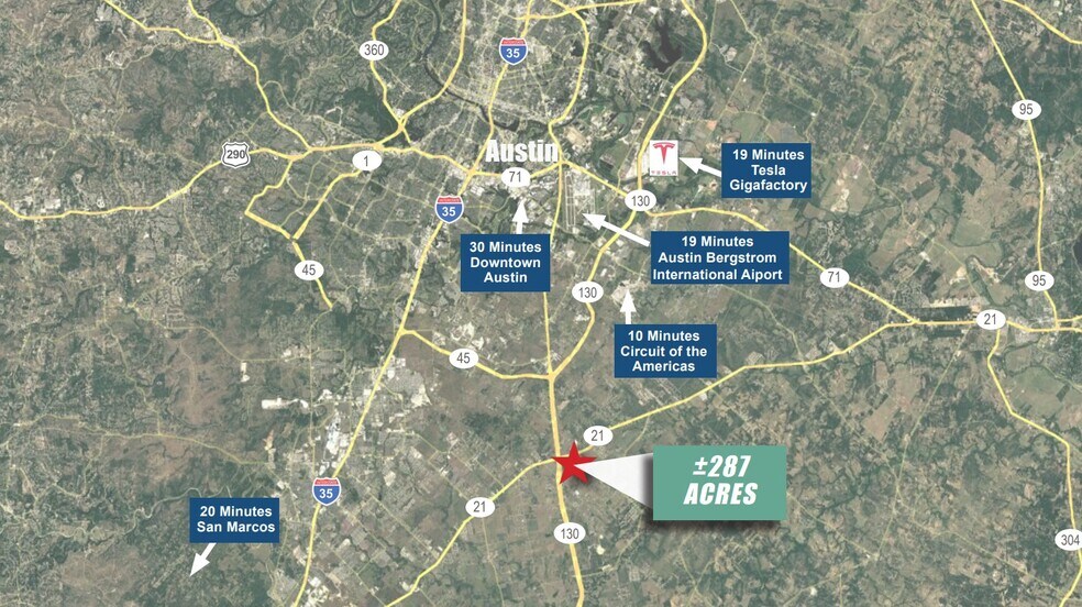 More Photos Of Southeast Corner of SH-130 & SH-21, Mustang Ridge Land For Sale