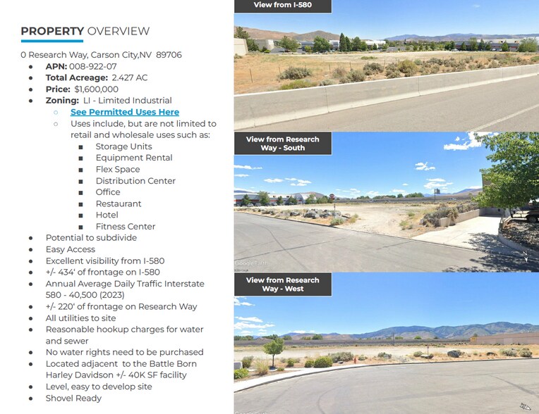 More Photos Of Research Way, Carson City Land For Sale