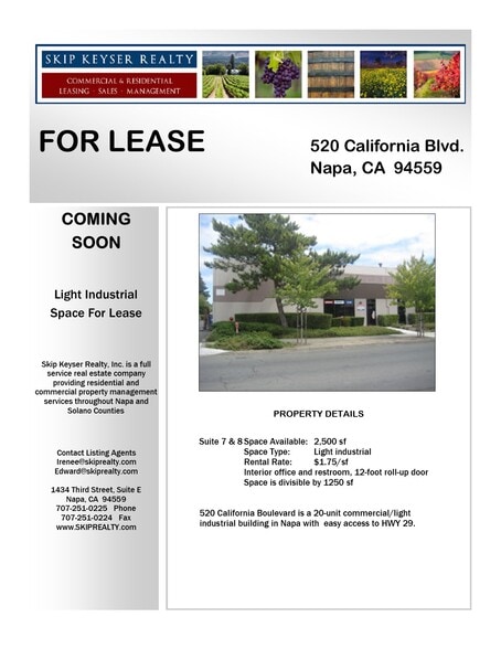 More Photos Of 520 California Blvd, Napa Warehouse For Lease