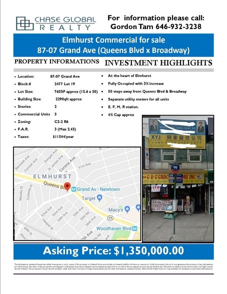 More Photos Of 8707 Grand Ave, Elmhurst Storefront Retail Office For Sale