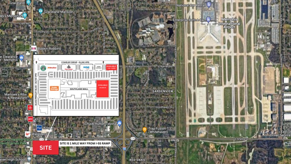 More Photos Of 1300 Southland Mall, Memphis Freestanding For Sale